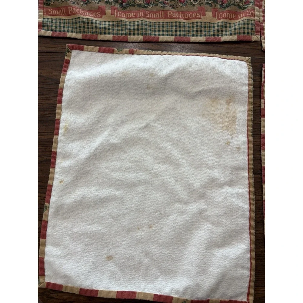 Vintage Feed Sack Style Farmhouse Placemats‎ Set If 4 Rooster Bunny Cottagecore